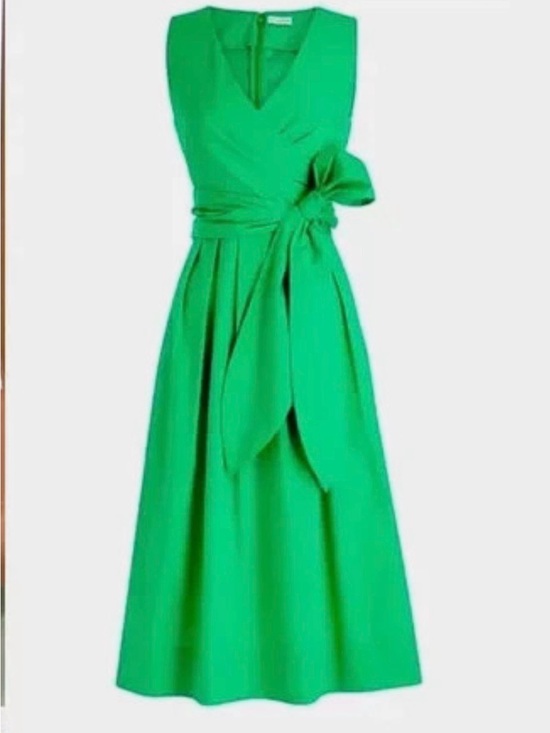 J. Crew Dresses & Skirts - J by J Crew Green Wrap Midi Dress with Waist Bow